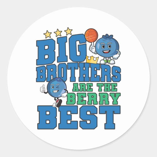 Sticker Rond Big Brothers are the Berry Best - Blueberry Pun (Devant)