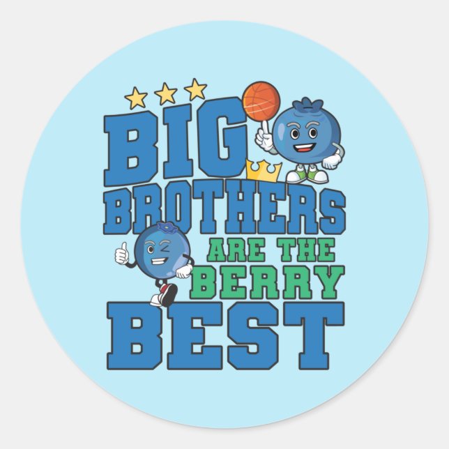 Sticker Rond Big Brothers are the Berry Best - Blueberry Pun (Devant)