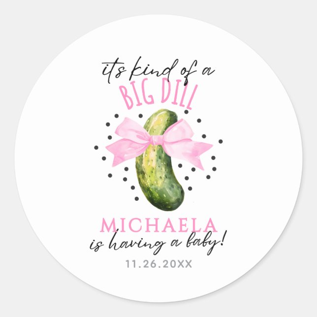 Sticker Rond Big Dill Aquarelle Coquette Baby shower de chiche (Devant)