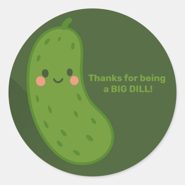 Sticker Rond Big Dill Green Pickle Baby shower (Devant)