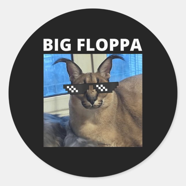 Sticker Rond Big Floppa Mat Chat (Devant)