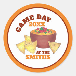 Sticker Rond Big Football Jeu Tailgate Party Chips Fromage Dip