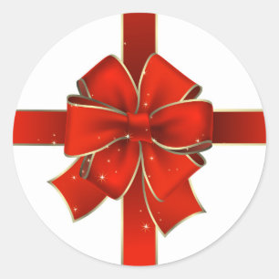 Sticker Rond Big Red Holiday Bow