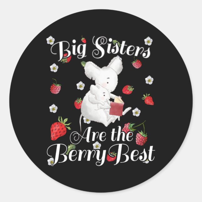 Sticker Rond Big Sisters Berry Best - Pun aux fraises de souris (Devant)