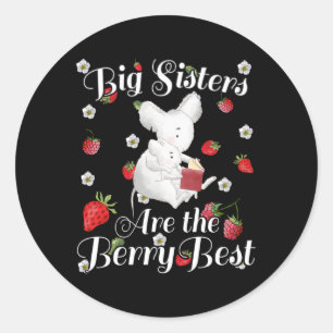 Sticker Rond Big Sisters Berry Best - Pun aux fraises de souris