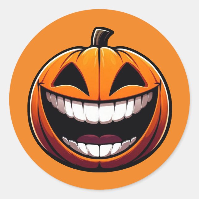 Sticker Rond Big Smile Jack-o'-lantern - Halloween Octobre (Devant)