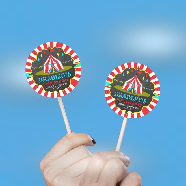 Sticker Rond Big Top Carnival Carnival Chalkboard 1er anniversa (Créateur téléchargé)