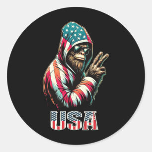 Sticker Rond Bigfoot 4 juillet les Ados sasquatch patriotiques 