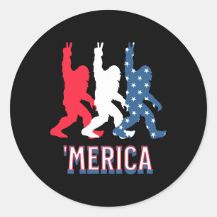 Sticker Rond Bigfoot Amérique Rouge Blanc Bleu Paix Signal 4ème