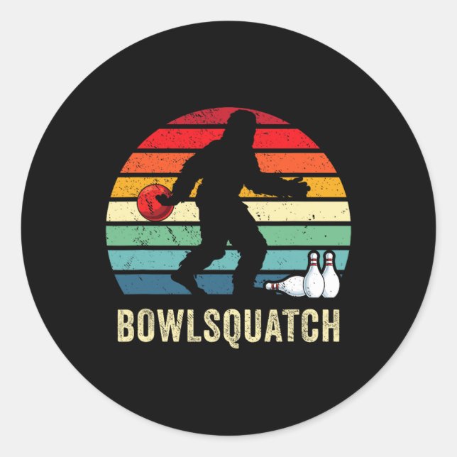Sticker Rond Bigfoot Bowling Gift Sasquatch Gifts Bowler Byll P (Devant)