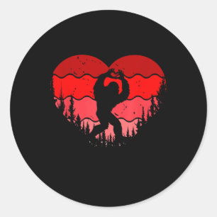 Sticker Rond Bigfoot Coeur Valentines Jour Garçons Filles Enfan