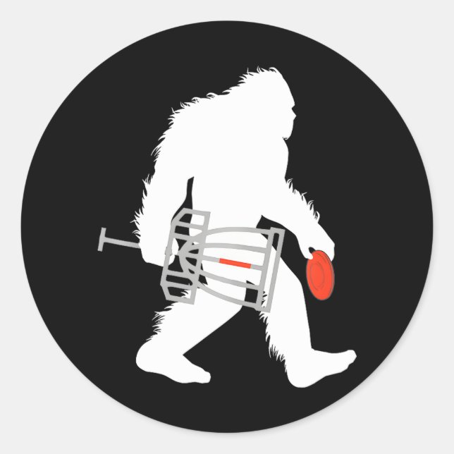 Sticker Rond Bigfoot Disque Golf Cryptid Sasquatch Disque Golfe (Devant)