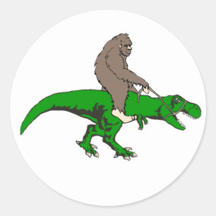 Sticker Rond Bigfoot équitation T Rex