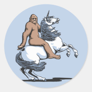 Sticker Rond Bigfoot équitation une licorne