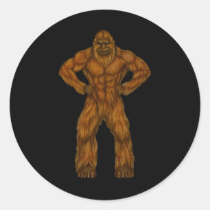 Sticker Rond Bigfoot Est Un Body Builder - Body Builder Sasquat