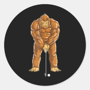Sticker Rond Bigfoot Golf Club Et Ball Sports Drôle Sasquatch