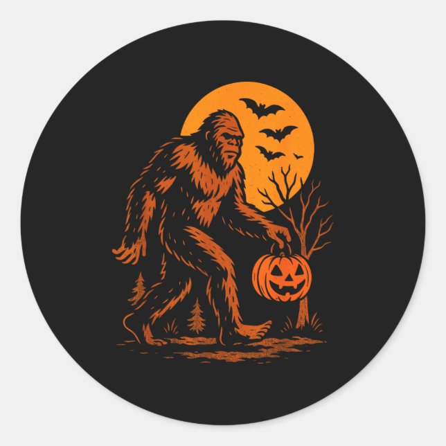 Sticker Rond Bigfoot Halloween Sasquatch Jack O Lantern  (Devant)