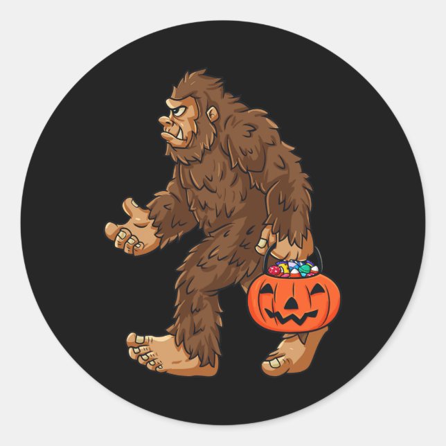 Sticker Rond Bigfoot Jack-o'-lantern Fun Halloween Garçons Enfa (Devant)