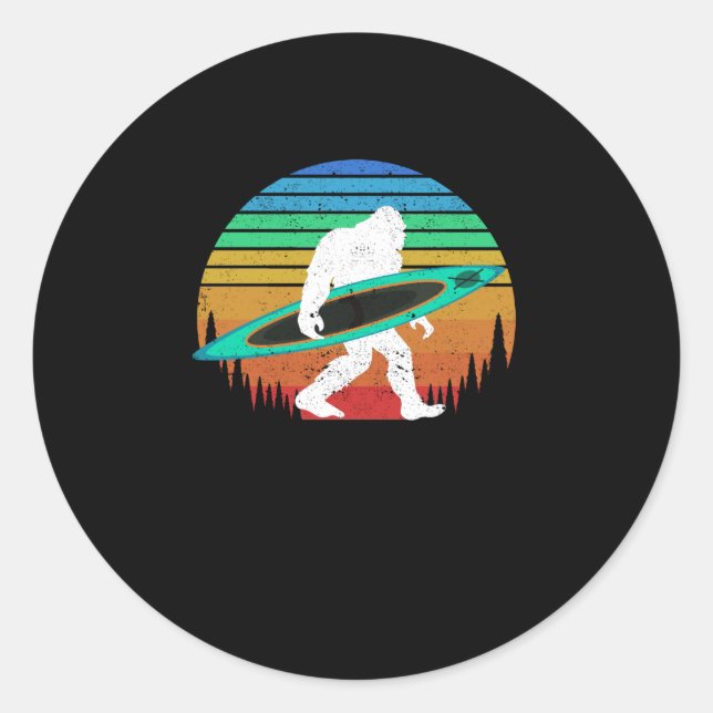 Sticker Rond Bigfoot kayak pataugeoire lac canot d'eau blanche (Devant)