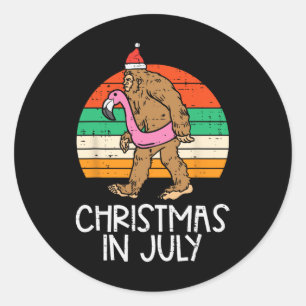Sticker Rond Bigfoot Licorne Flotteur Noël En Juillet Rétro Sa