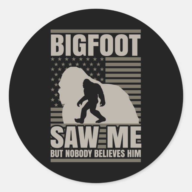 Sticker Rond Bigfoot m'a vu drapeau américain (Devant)