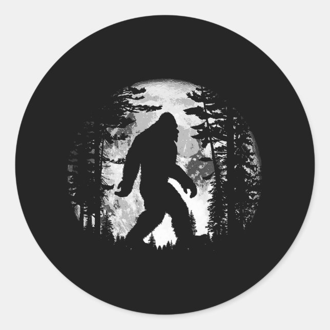 Sticker Rond Bigfoot Night Stroll Cool Pleine lune et Tunnel (Devant)