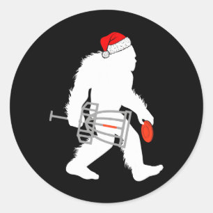 Sticker Rond Bigfoot Père Noël Disque Golf Disque de Noël Golfe