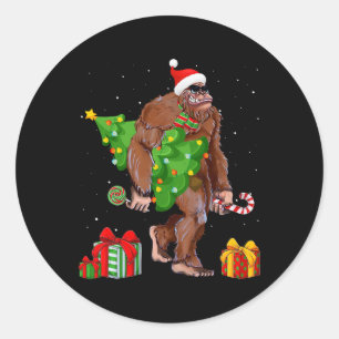 Sticker Rond Bigfoot Père Noël Feux d'arbre de Noël Funky Noël 