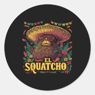 Sticker Rond Bigfoot Sasquatch - Cinco De Mayo Mexicain Sombrer