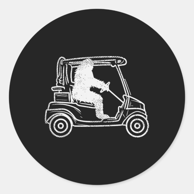 Sticker Rond Bigfoot Sasquatch Conduite Golf Panier Funny Golf (Devant)