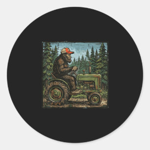 Sticker Rond Bigfoot sasquatch tracteur drôle de ferme agricult