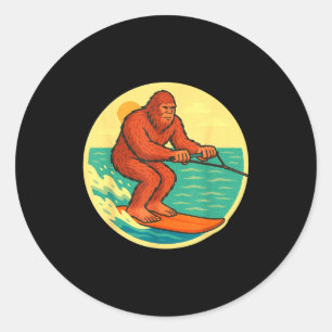 Sticker Rond Bigfoot ski nautique graphique de plage cryptide v