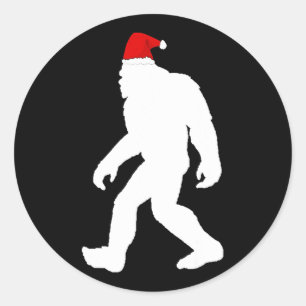 Sticker Rond bigfoot yeti sasquatch laide pull de noël
