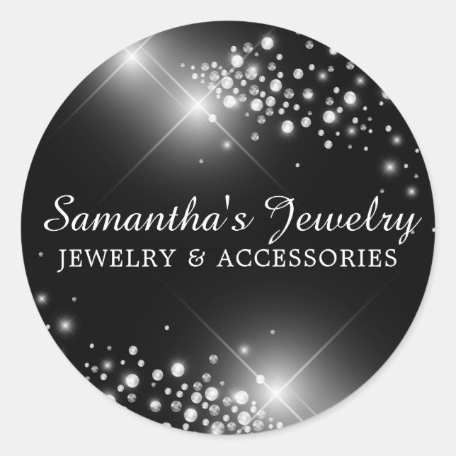 Sticker Rond Bijoux en diamant de gemme d'argent (Devant)