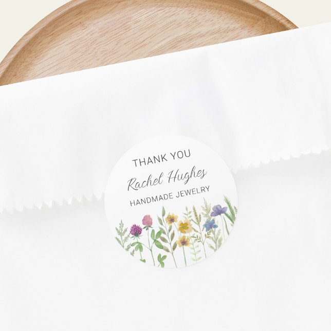 Sticker Rond Bijoux Merci floral (Créateur téléchargé)