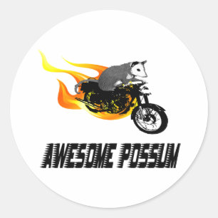 Sticker Rond Bike Rider Awesome Possum