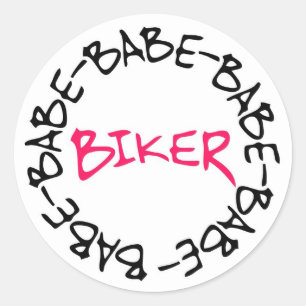 Sticker Rond Biker Babe