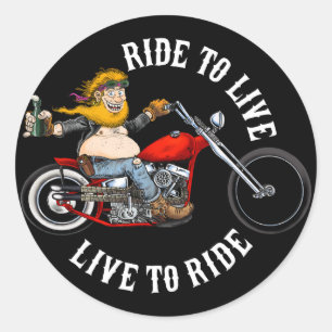 Sticker Rond biker motard ride to live