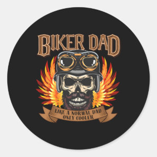 Sticker Rond Biker Papa Motorcycle Fête des pères Biker Crâne