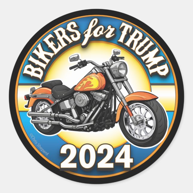 Sticker Rond Bikers Pour Trump 2024 - Cyclisme Patriotique (Devant)