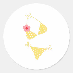 Sticker Rond Bikini à point Polka jaune