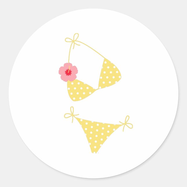 Sticker Rond Bikini à point Polka jaune (Devant)