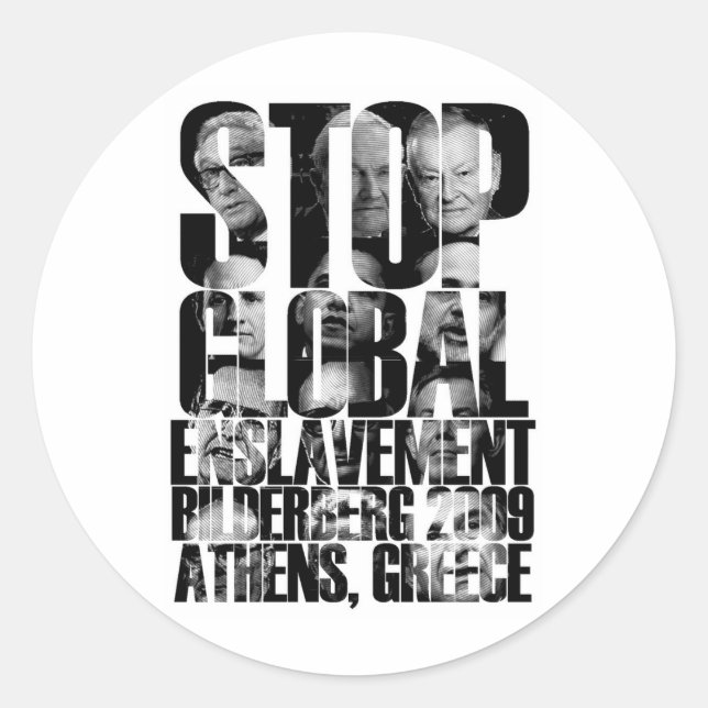 Sticker Rond Bilderberg (guerre ANTI-NWO) (Devant)