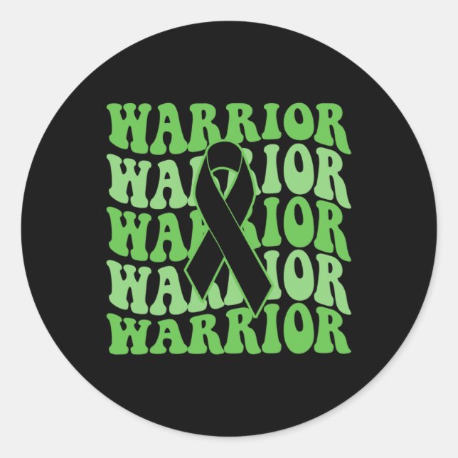 Sticker Rond Bile Duct Cancer Guerrier Green Ribbon Sensibilisa (Devant)