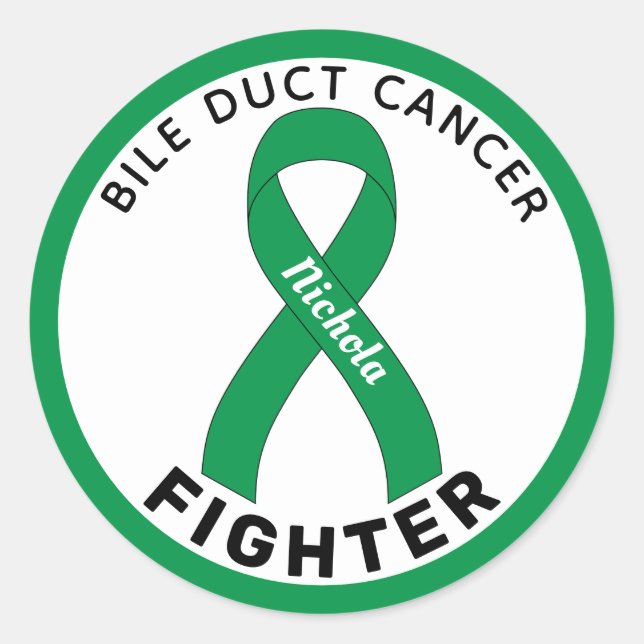 Sticker Rond Bile Duct Cancer Lutte Ruban Blanc (Devant)