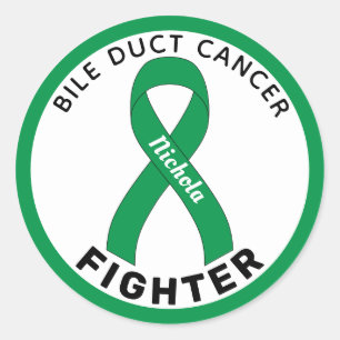 Sticker Rond Bile Duct Cancer Lutte Ruban Blanc