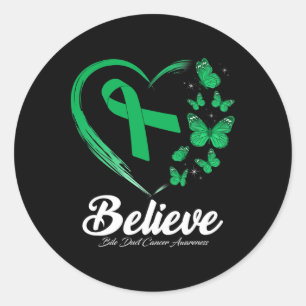 Sticker Rond Bile Duct Cancer Sensibilisation Papillon Coeur gu