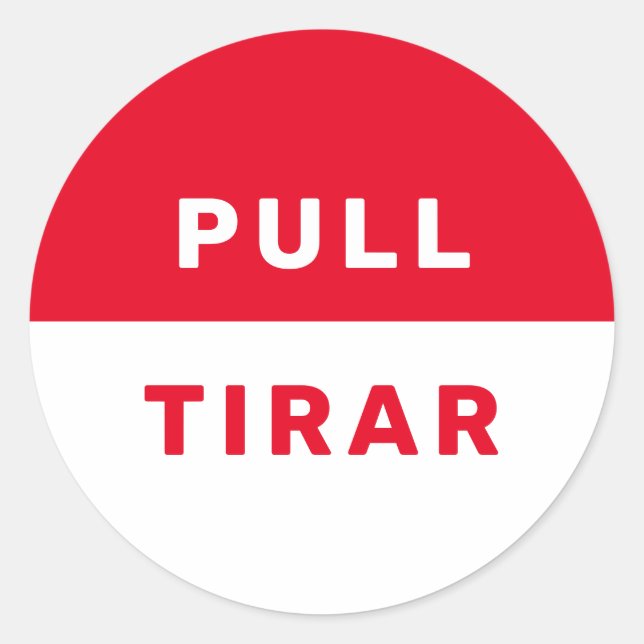 Sticker Rond Bilingue Tirer Français Espagnol Rouge Blanc Sécur (Devant)