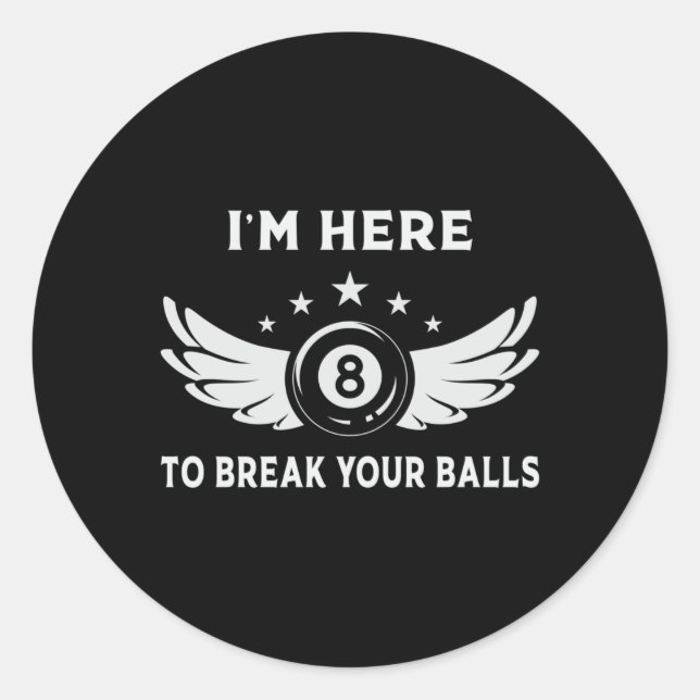 Sticker Rond Billard 8 Ball Snooker Pool Billard Drôle Cadeau (Devant)