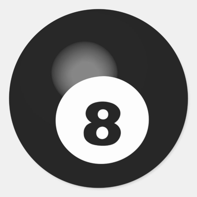 Sticker Rond Billard cool Jeu de billard noir Lucky 8 Ball (Devant)
